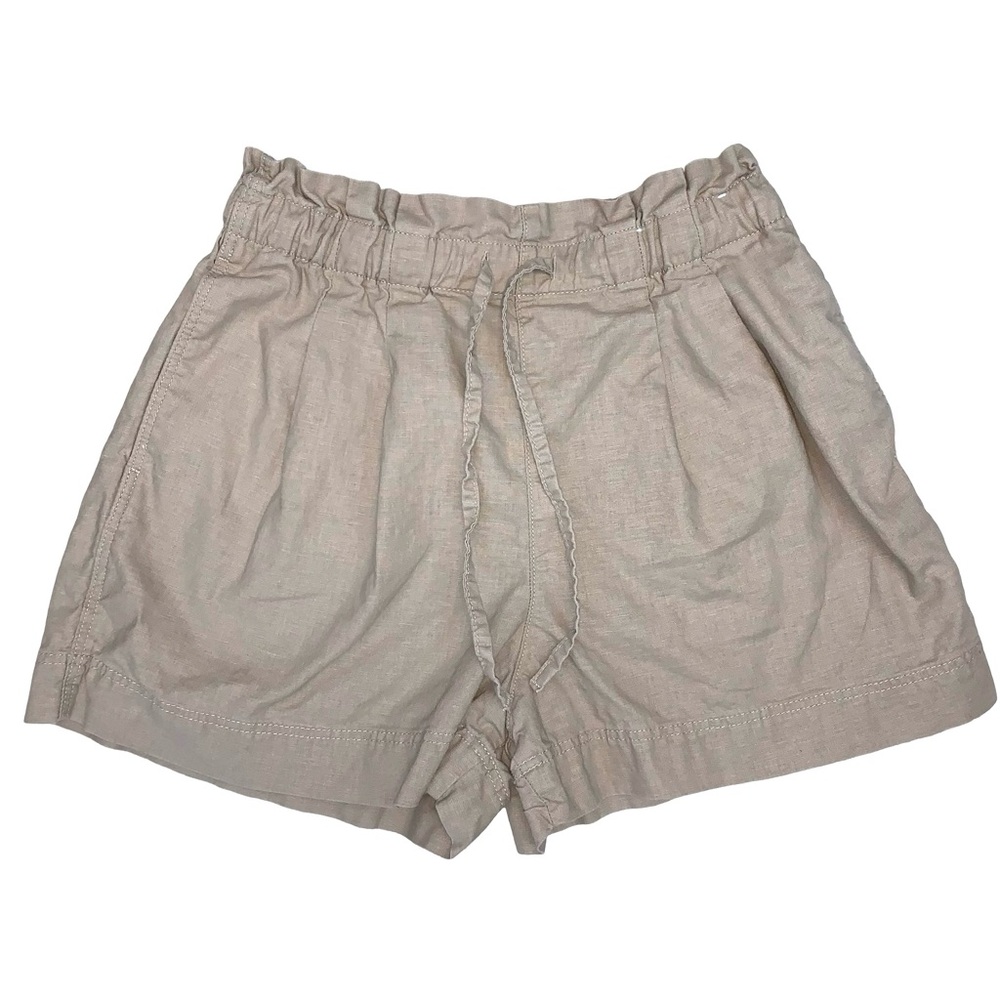 Uniqlo Paperbag High Waist Shorts Linen Cotton Oatmeal Relaxed Casual Summer